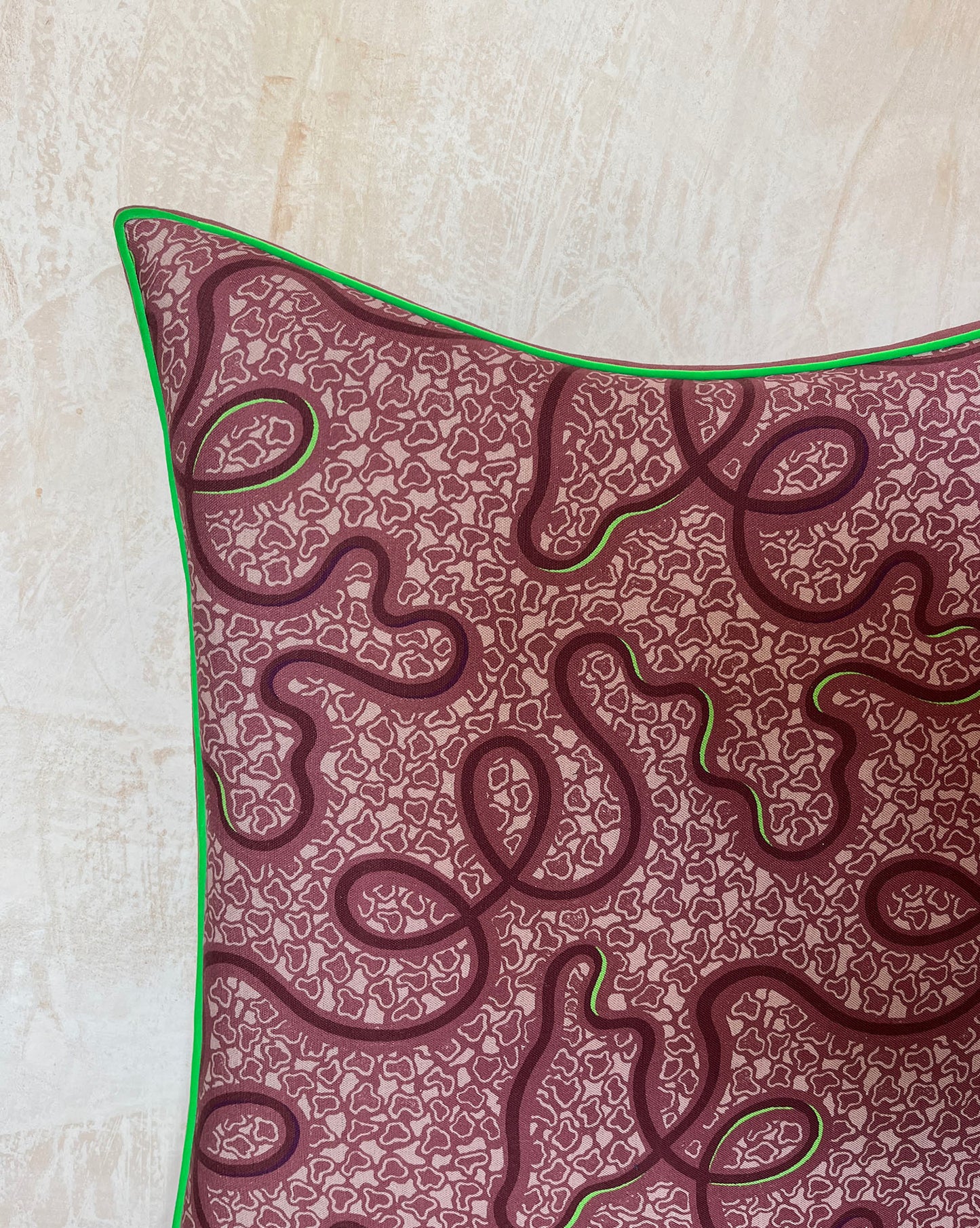 Wave Piped Headboard -  The Wiggle Fabric in Raspberry Ripple - Micaela Sharp Collaboration