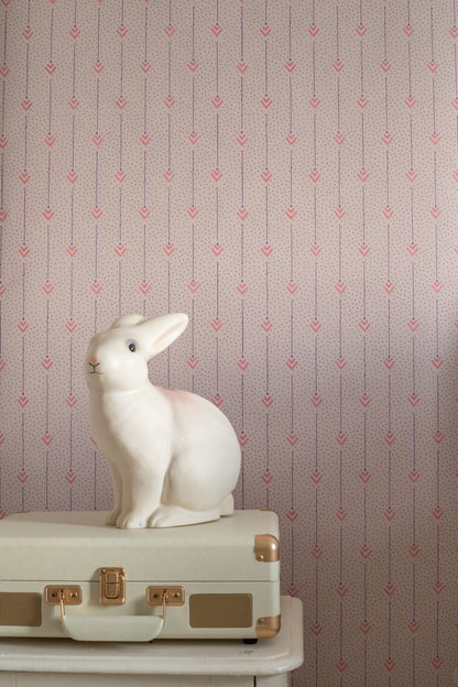 Arrows of Love Wallpaper in Cupid pink  -  white bunny