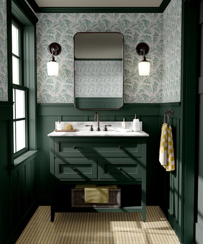 peace vintage wallpaper in colourway green - bathroom wallpaper