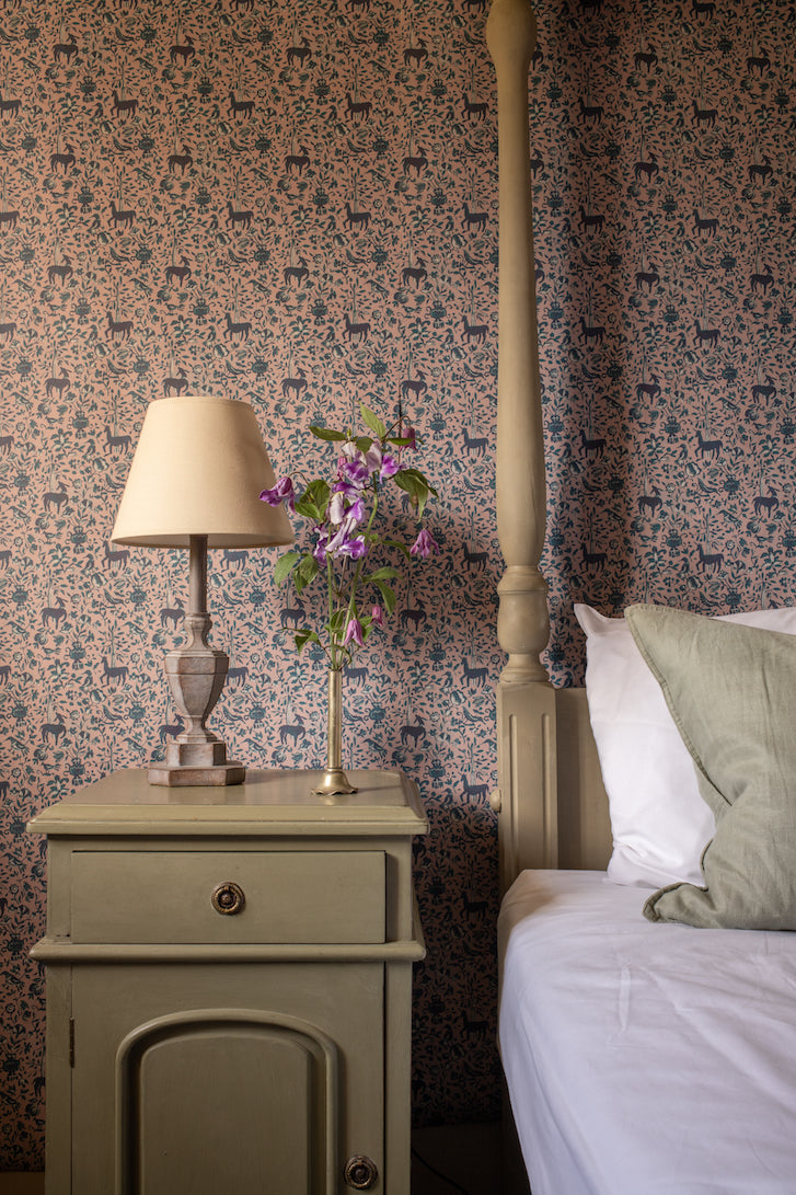 mon seul desir vintage wallpaper - colourway in midnight -  bedroom