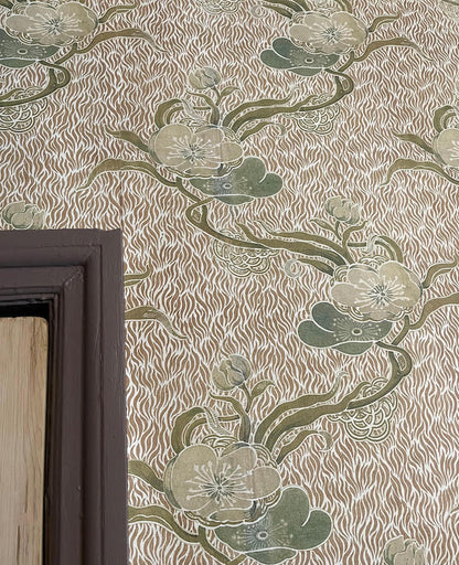 nouveau blossom wallpaper in colourway gold - wallpaper
