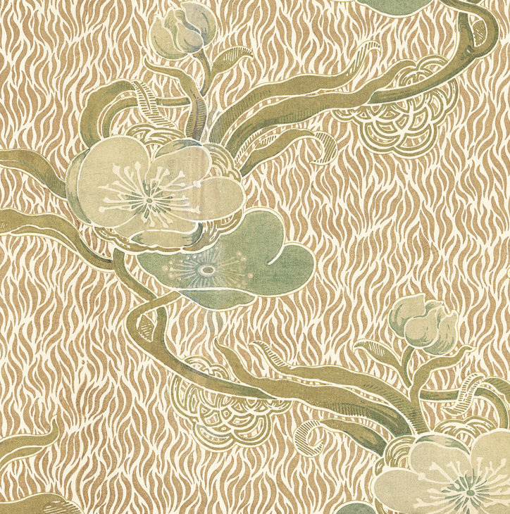 nouveau blossom wallpaper in colourway gold - wallpaper