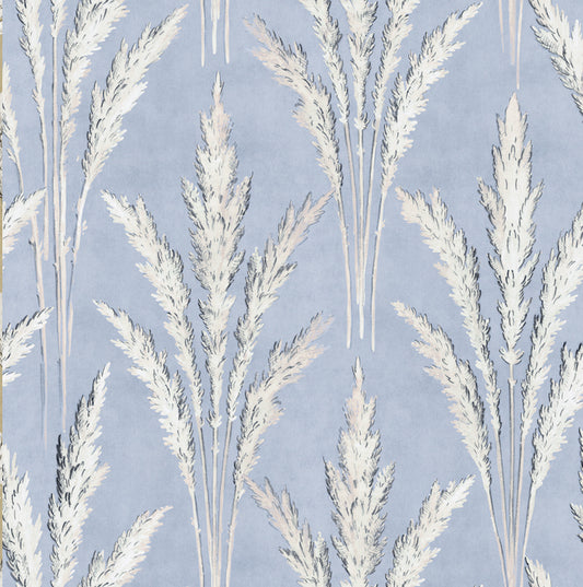 pampas vintage wallpaper in colourway powder blue