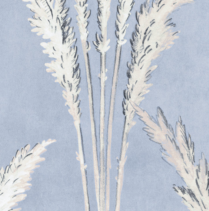 pampas vintage wallpaper in colourway powder blue