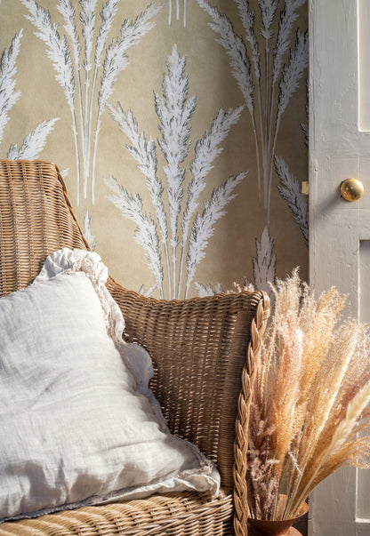 pampas vintage wallpaper in colourway gold