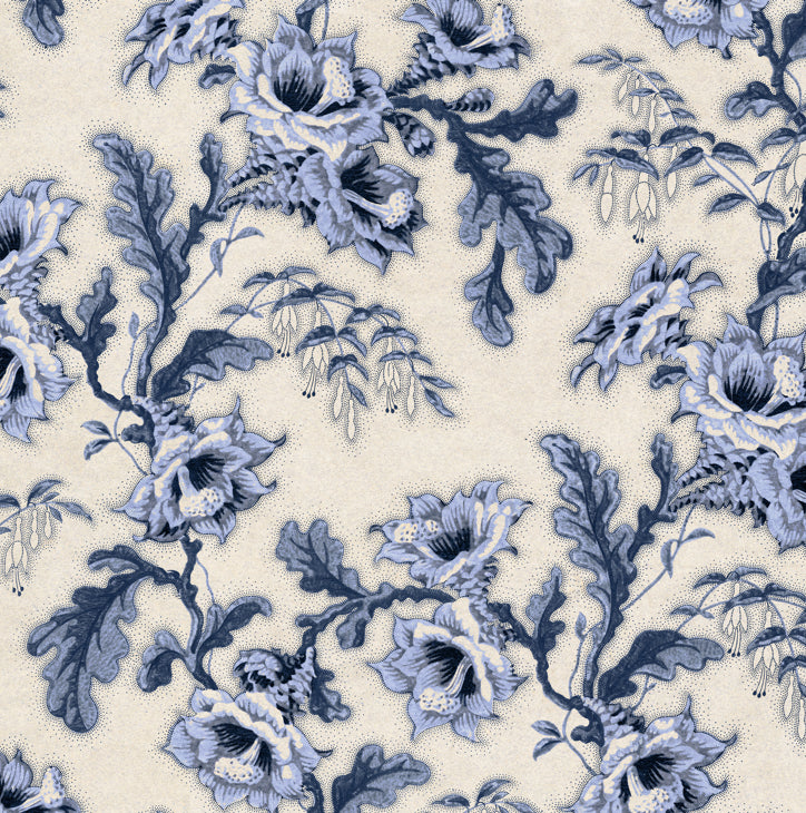 Secret garden vintage wallpaper in colourway  serene blue