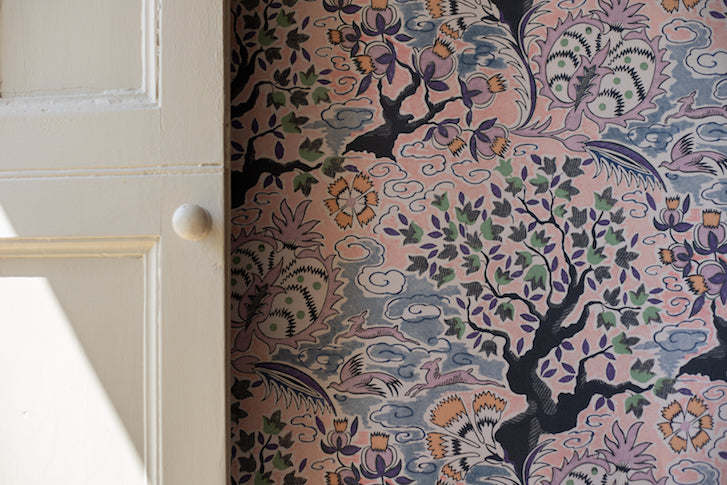 tree of life  vintage wallpaper in colourway dawn