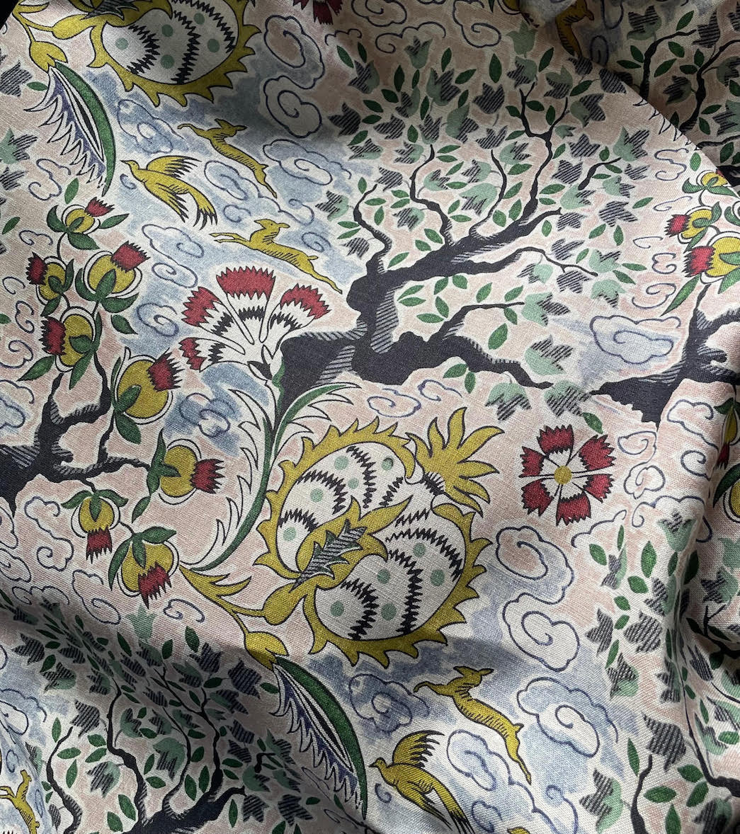 tree of life linen fabric vintage