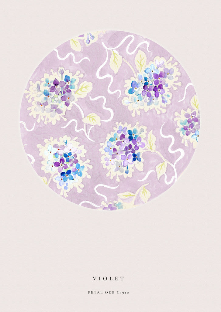 No.078 - Violet Petal Orbs - Vintage Archive Poster Prints