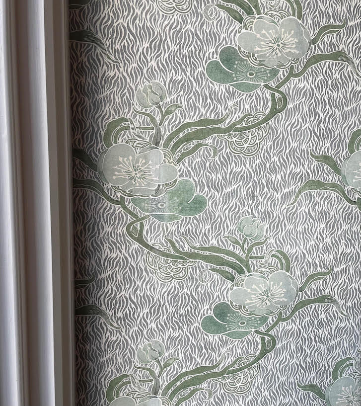 nouveau blossom wallpaper in colourway verte 