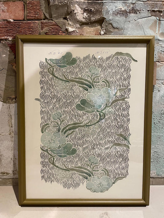 Vintage Framed Nouveau Verte