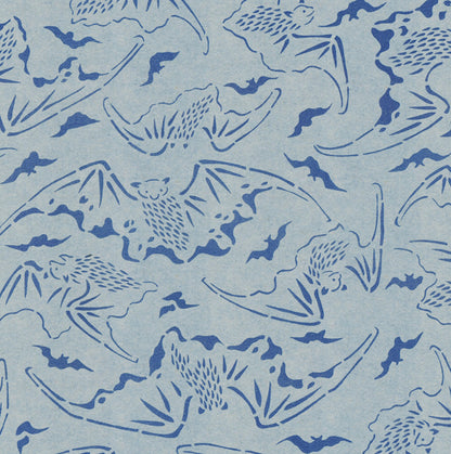 Tokyo Bats - Indigo - vintage Wallpaper