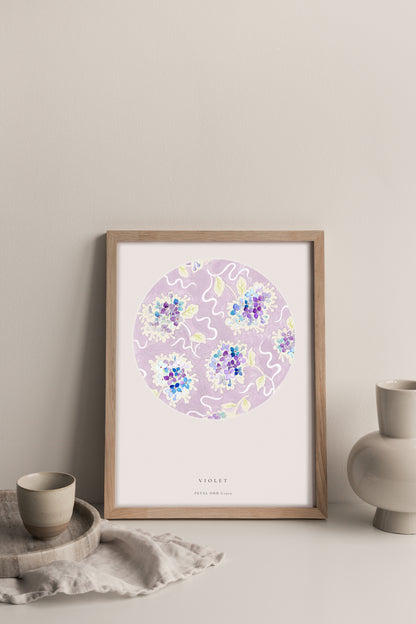 No.078 - Violet Petal Orbs - Vintage Archive Poster Prints