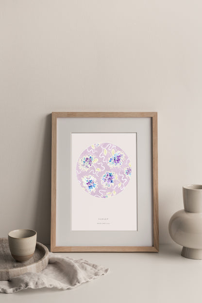 No.078 - Violet Petal Orbs - Vintage Archive Poster Prints